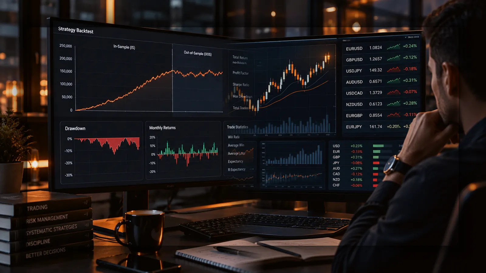 A historical equity curve transitioning seamlessly into a live data stream.